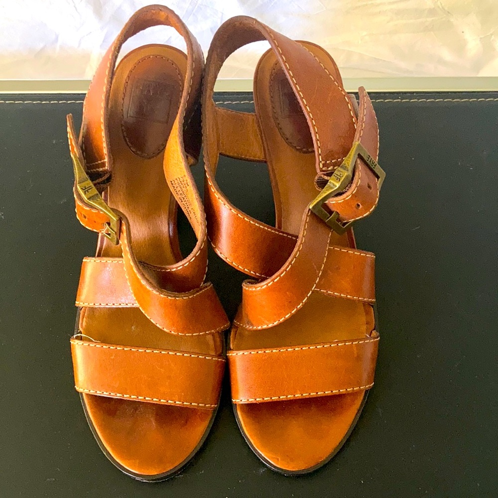 Frye Amy Crisscross Tan Leather Size 9.5
